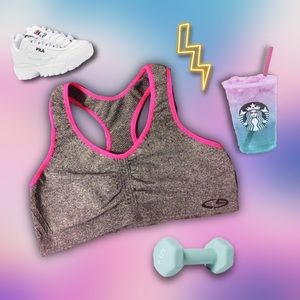 Champion hot pink gray sports bra